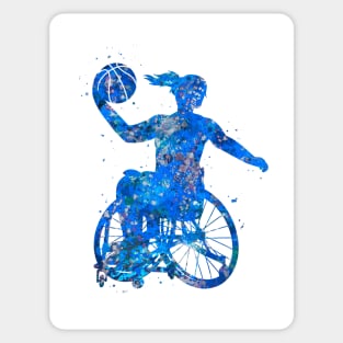 Wheelchair basketball girl - Blue art Sticker